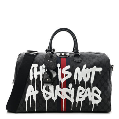 Gucci X BALENCIAGA BB Monogram Web Graffiti Medium Ophidia Carry-On Duffle Bag Black 1 of 10