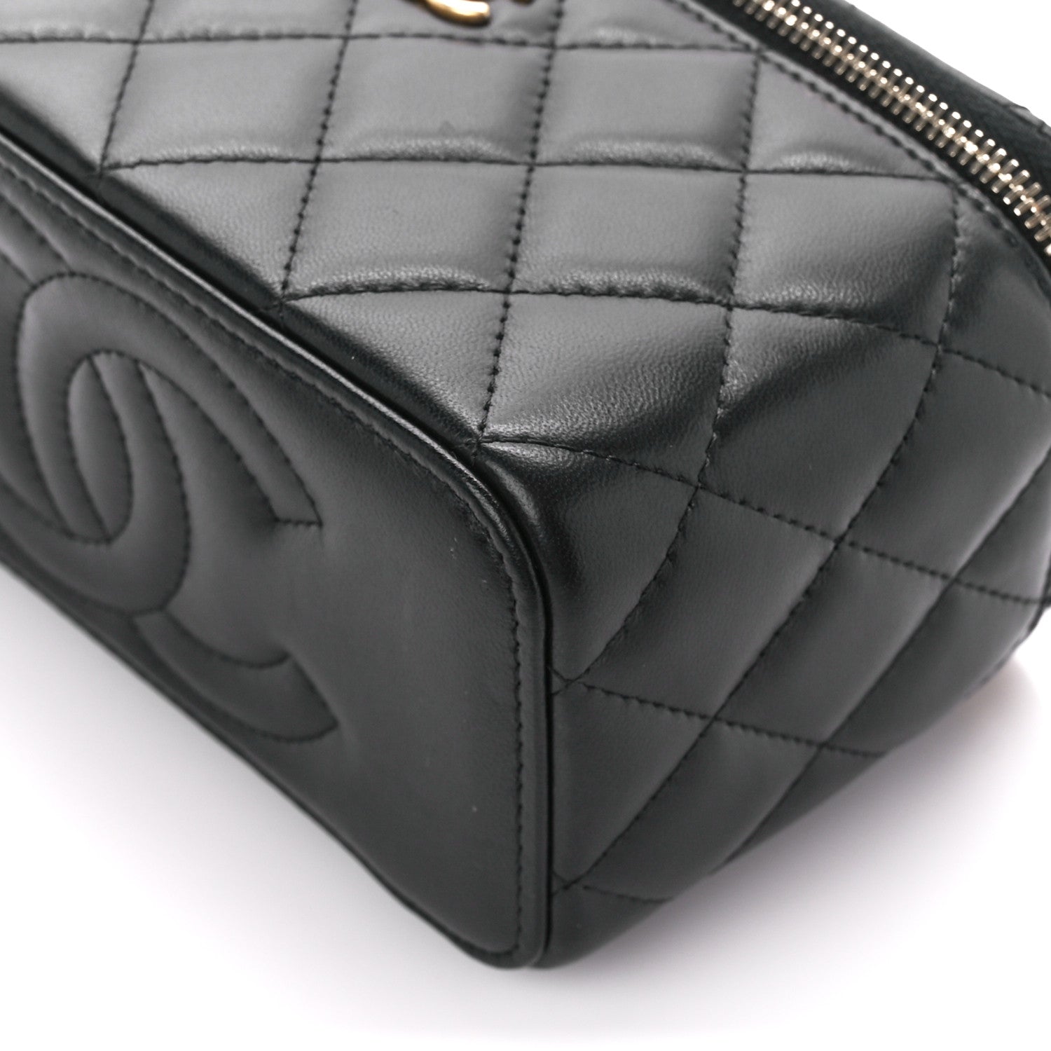 Chanel Lambskin Quilted Pearl Crush Small Vanity Case With Chain Black 10 of 12