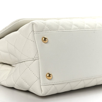 Chanel Caviar Quilted Small Chain Coco Handle Flap White 8 of 9