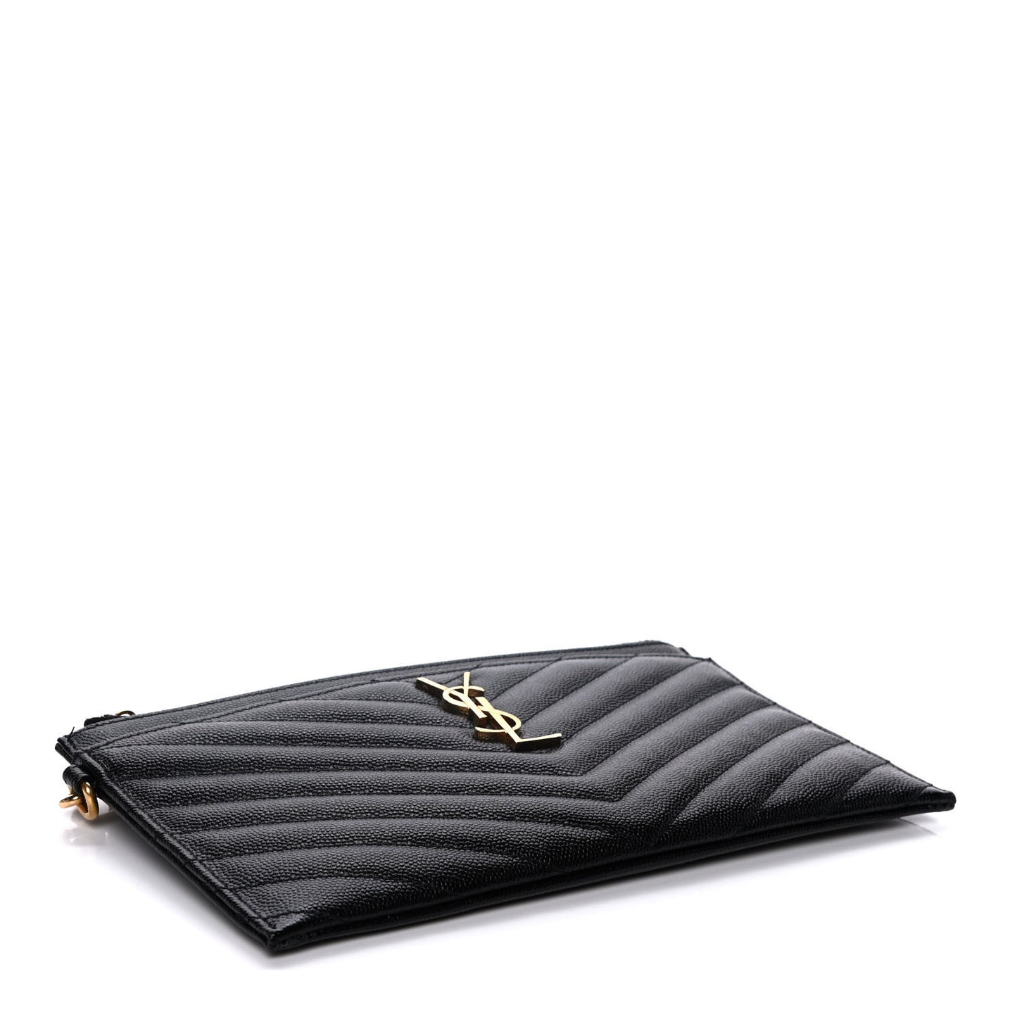 Grain De Poudre Chevron Monogram Large Bill Pouch Black