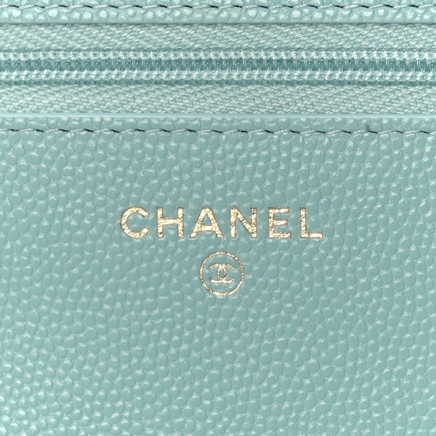 Caviar Quilted Wallet On Chain WOC Light Blue