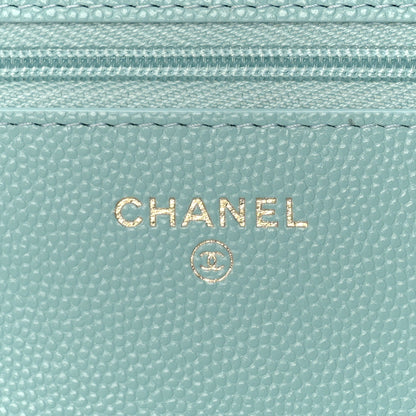 Chanel Caviar Quilted Wallet On Chain WOC Light Blue 6 of 10