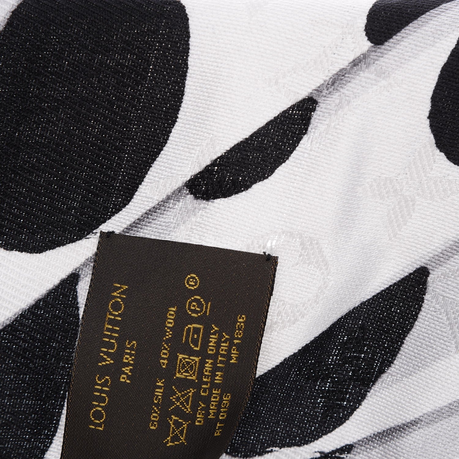 Louis Vuitton Silk Wool Graphic Flower Scarf Black 8 of 12
