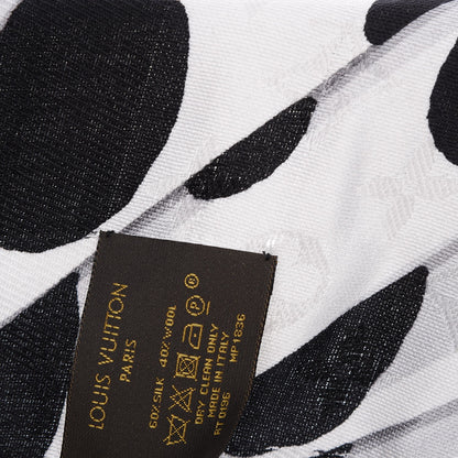 Louis Vuitton Silk Wool Graphic Flower Scarf Black 8 of 12