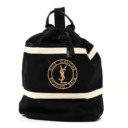 Saint Laurent Canvas Rive Gauche Drawstring Backpack Black White 1 of 15
