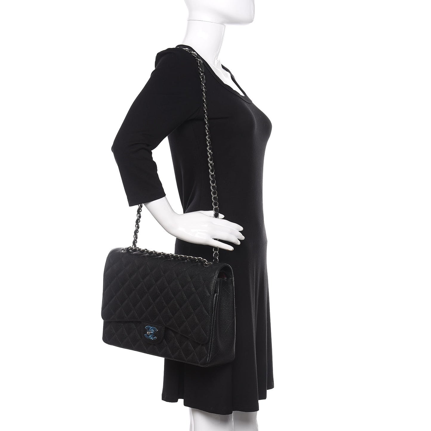 Caviar Quilted Maxi Double Flap Black