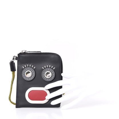 Fendi Vitello Faces Passport Holder Pouch Black Palladio Multicolor 2 of 8