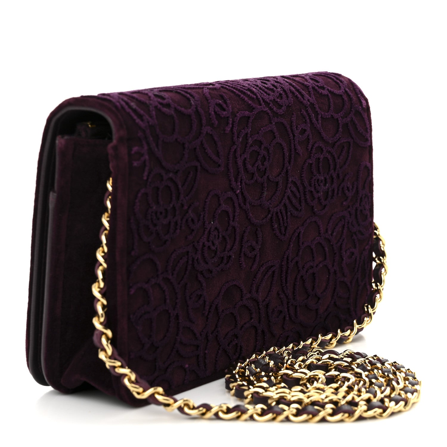 Chanel Velvet Metiers D'Art Wallet On Chain WOC Burgundy 3 of 12
