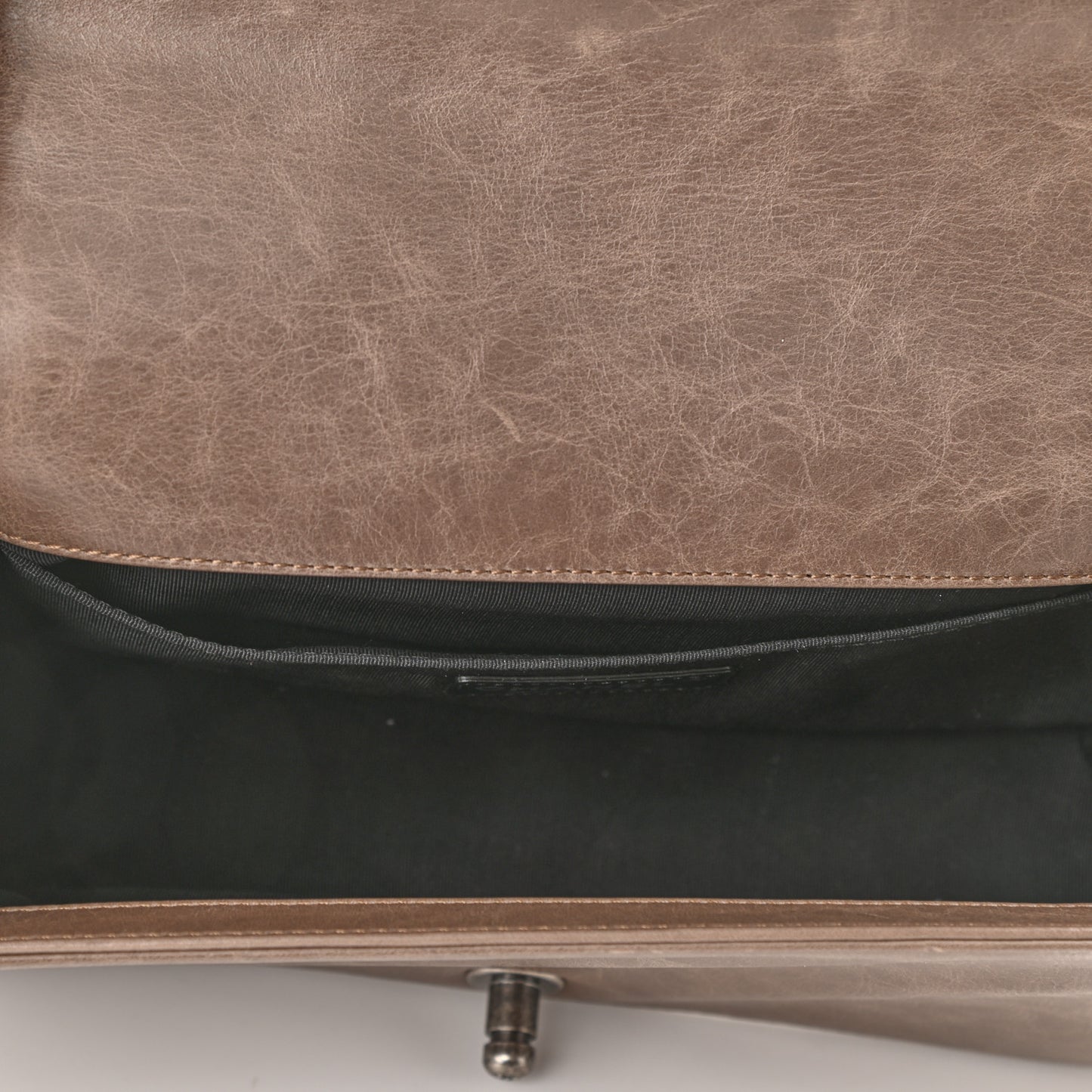 Calfskin Double Stitch Medium Boy Flap Brown