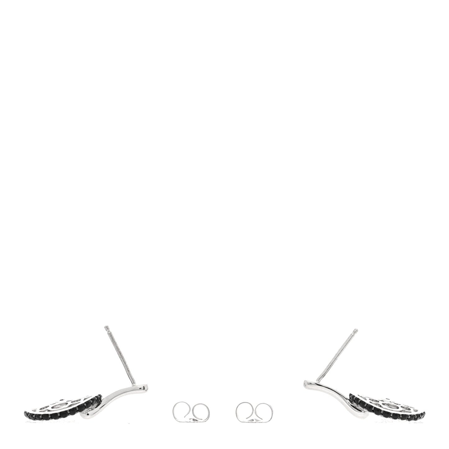 18K White Gold Diamond Black Sapphire Fantasia Drop Earrings