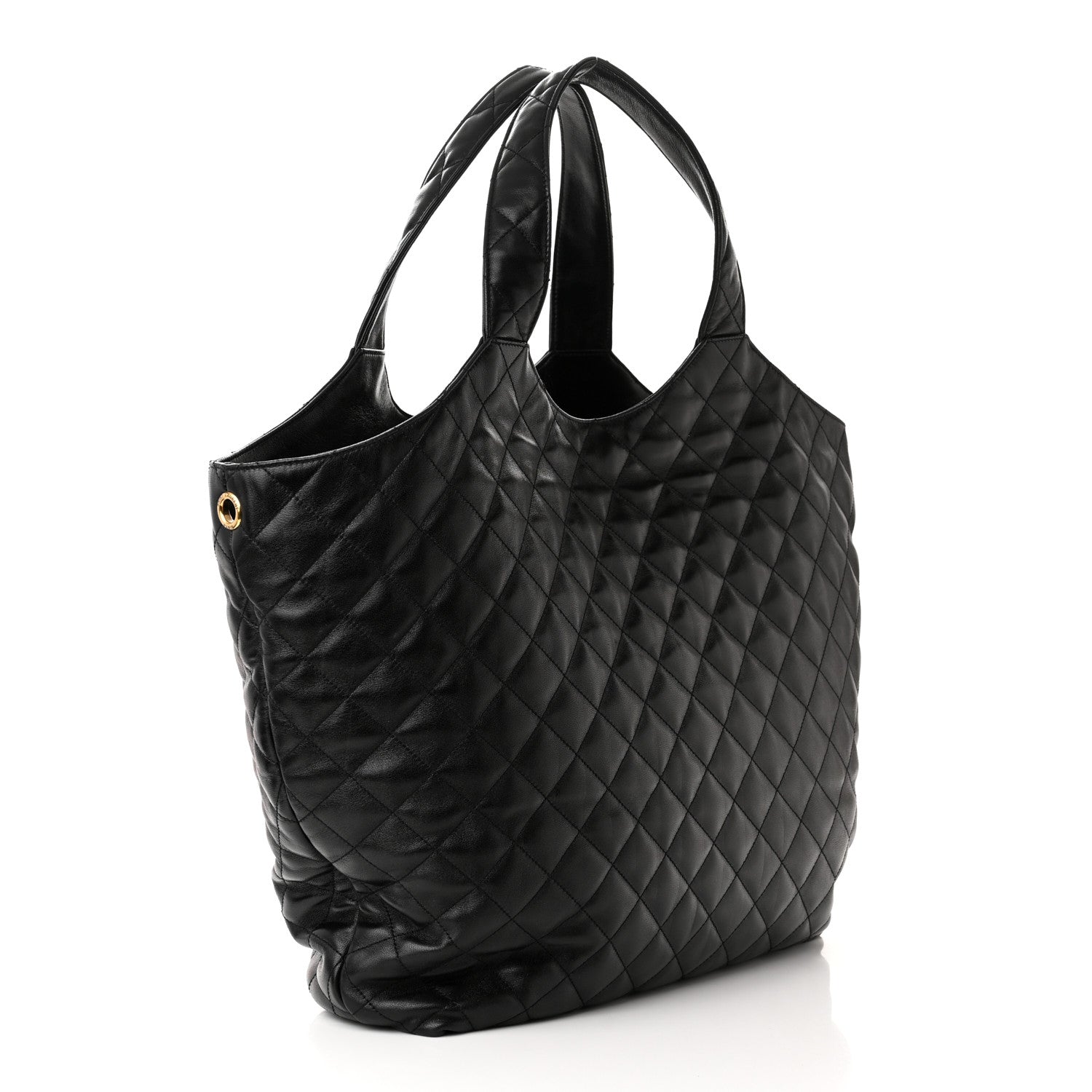 Saint Laurent Lambskin Quilted Maxi Icare Shopping Tote Black 4 of 11