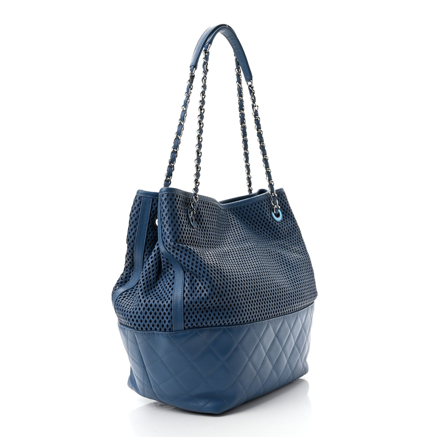 Chanel Calfskin Perforated Up In The Air North South Tote Blue 3 of 11