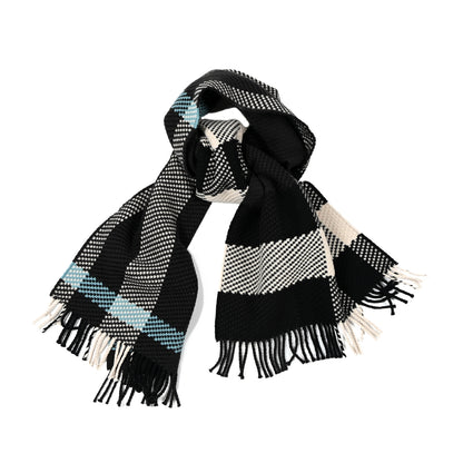 Burberry Textured Wool Jumbo Check Fringe Scarf Otter 1 of 6