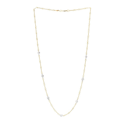 Roberto Coin 18K Yellow White Gold Diamond By the Inch Seven Station Dog Bone Necklace 3 of 6