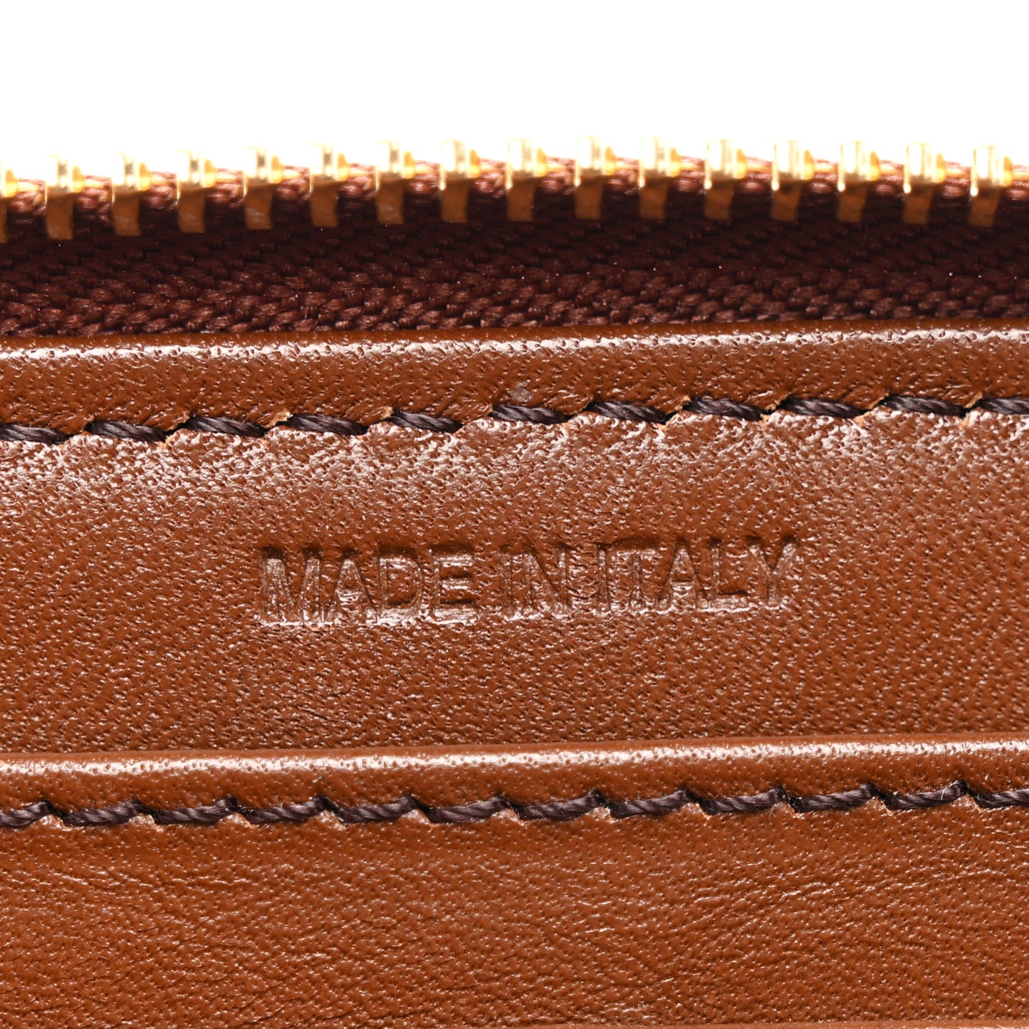 House Check Bridle Calfskin Ziggy Zip Around Wallet Dark Tan