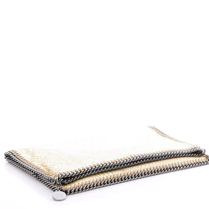 Stella McCartney Metallic Snakeskin Embossed Fold Over Falabella Clutch Gold 4 of 8