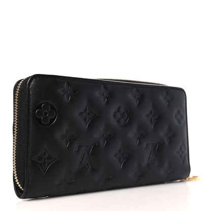 Louis Vuitton Lambskin Embossed Monogram Coussin Zippy Wallet Black 3 of 6
