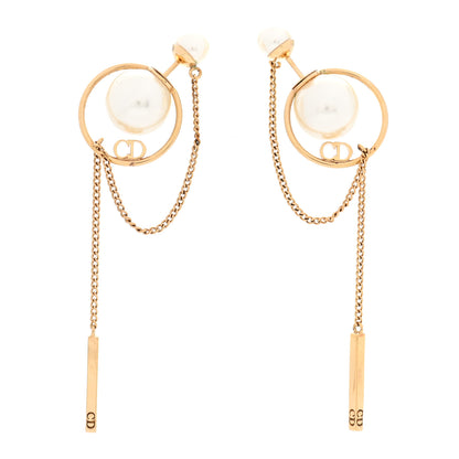 Christian Dior Pearl Tribales Dangle Chain Earrings Gold 1 of 5