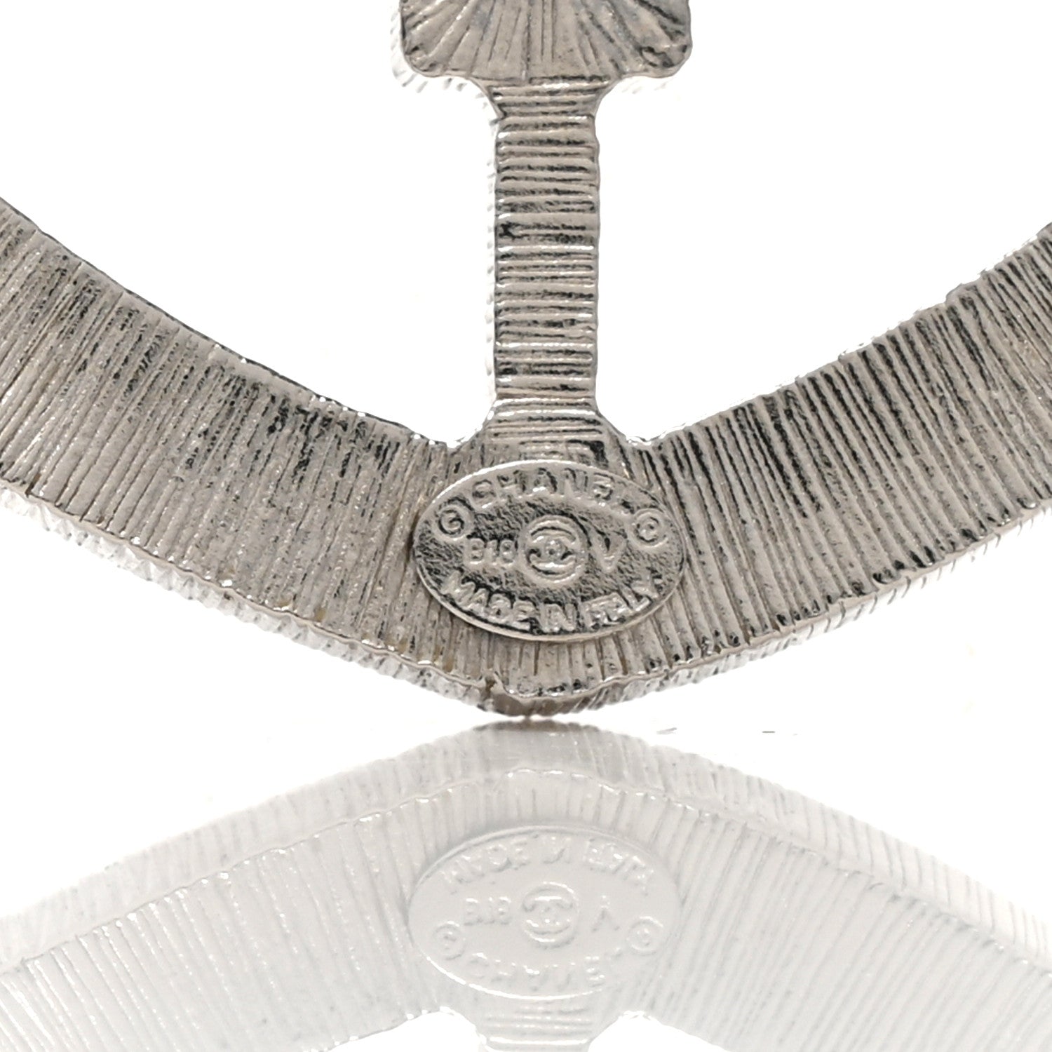 Chanel Swarovski Baguette Crystal CC Shield Brooch Silver 4 of 5