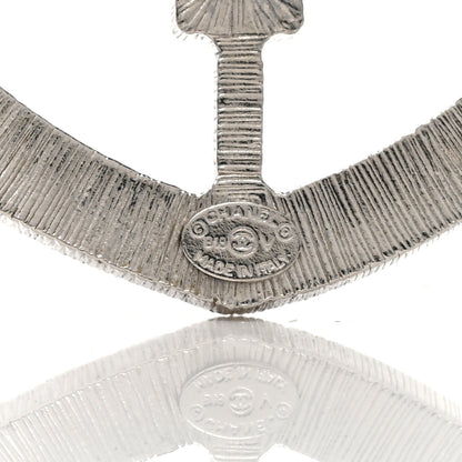 Chanel Swarovski Baguette Crystal CC Shield Brooch Silver 4 of 5