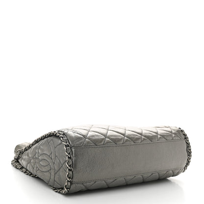 Chanel Metallic Calfskin Quilted Medium Chain Me Hobo Dark Silver 4 of 12