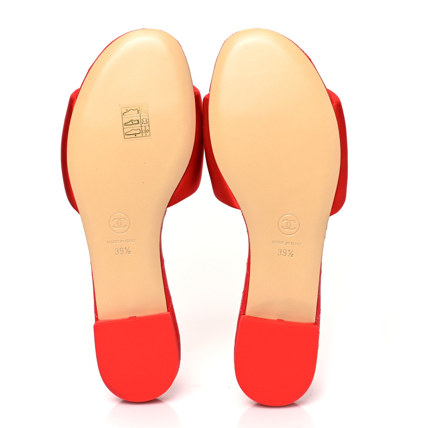Satin Mule Sandals 39.5 Red