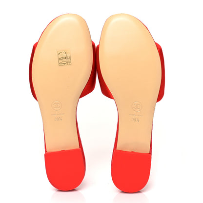Chanel Satin Mule Sandals 39.5 Red 5 of 9