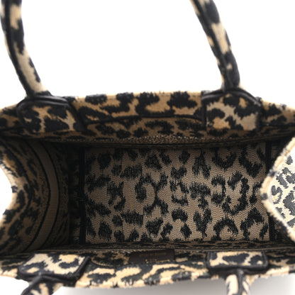 Christian Dior Canvas Mizza Embroidered Small Leopard Book Tote Beige 5 of 10