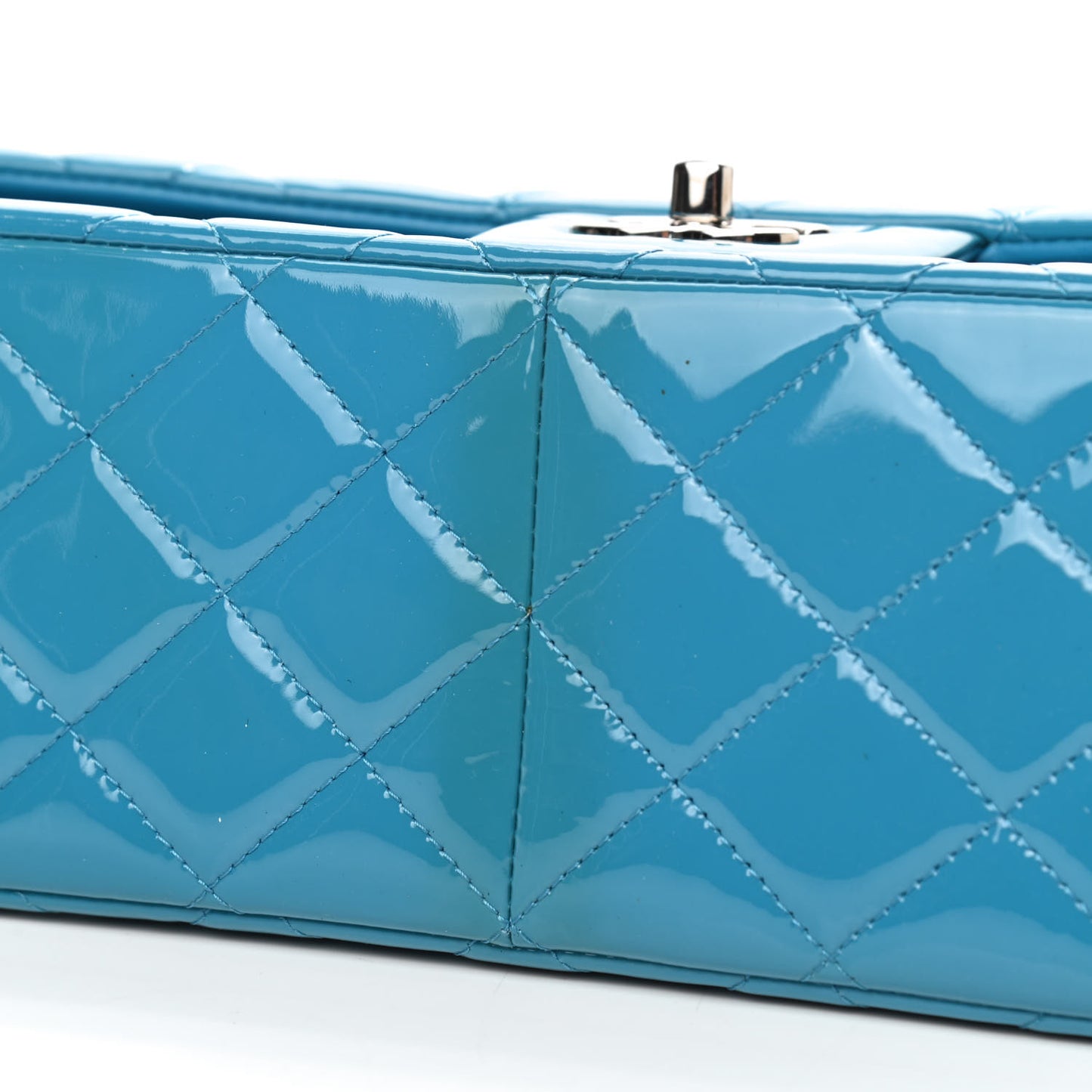 Patent Quilted Jumbo Double Flap Blue