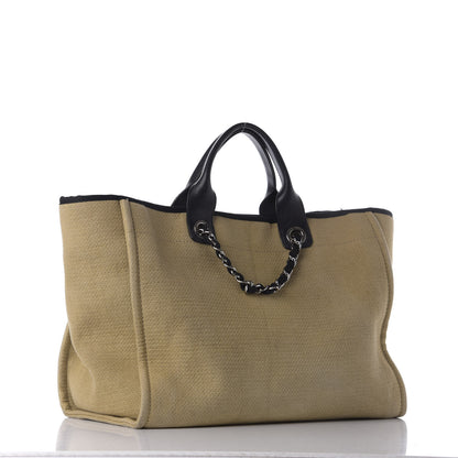 Chanel Canvas Medium Deauville Tote Beige Black 2 of 12