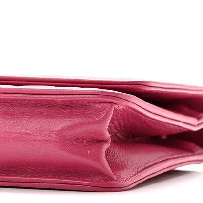 Chanel Lambskin Camellia Embossed Wallet on Chain WOC Fuchsia 11 of 13