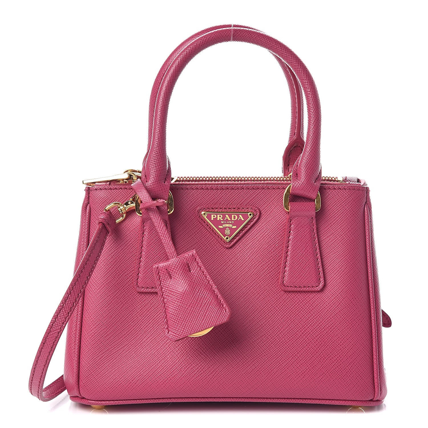 Prada Saffiano Lux Micro Galleria Double Zip Tote Fuxia 1 of 10