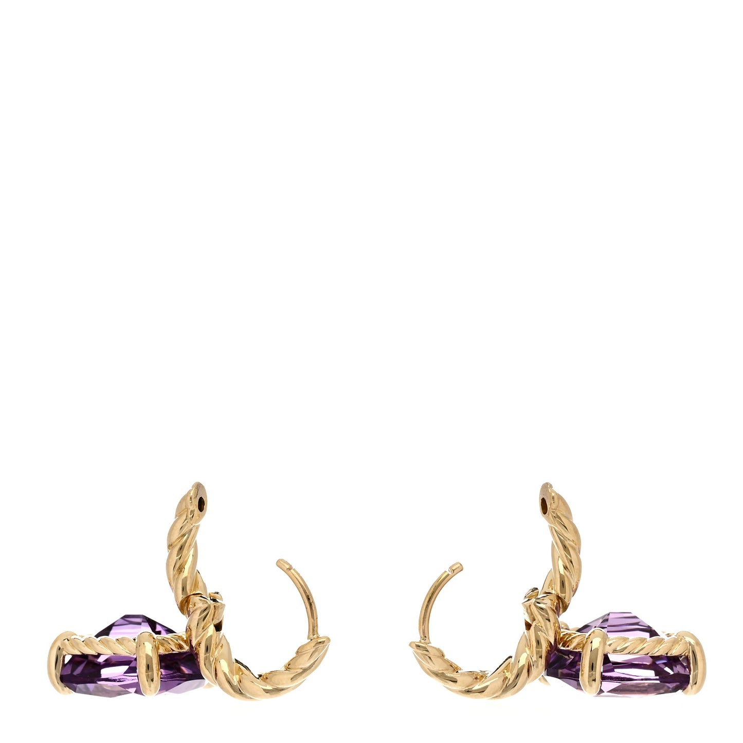 18K Yellow Gold Amethyst 11mm Marbella Drop Earrings