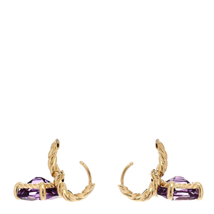 David Yurman 18K Yellow Gold Amethyst 11mm Marbella Drop Earrings 3 of 4