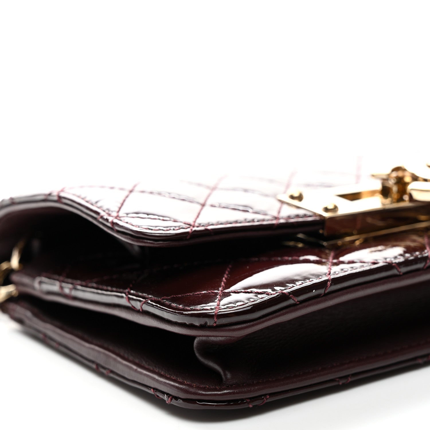 Chanel Patent Quilted Golden Class Wallet on Chain WOC Burgundy 8 of 9