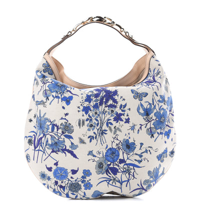 Gucci Canvas Flora Floral Large Wave Hobo Blue 1 of 10