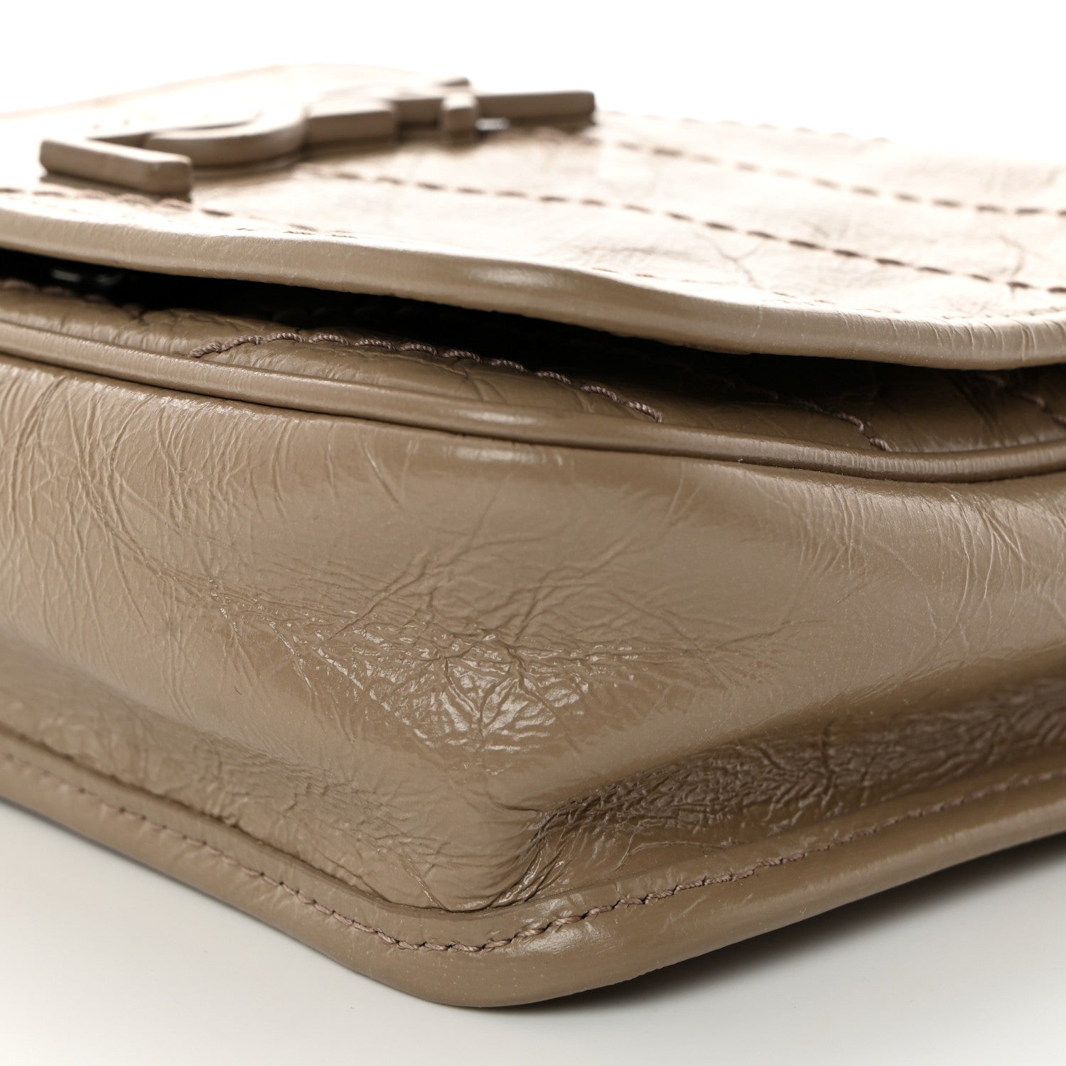 Saint Laurent Crinkled Calfskin Matelasse Monogram Niki Chain Wallet Dusty Grey 10 of 10
