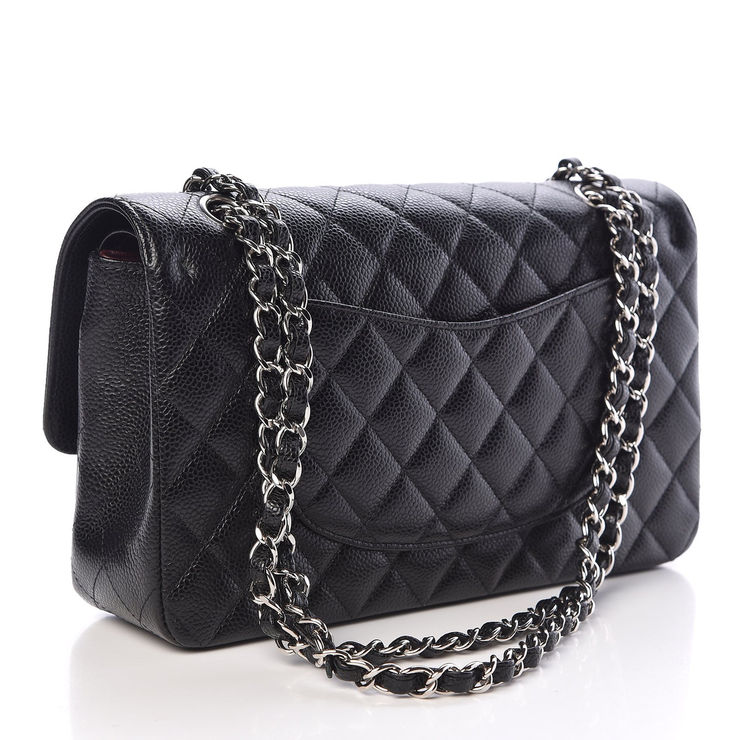 Caviar Quilted Medium Double Flap Black