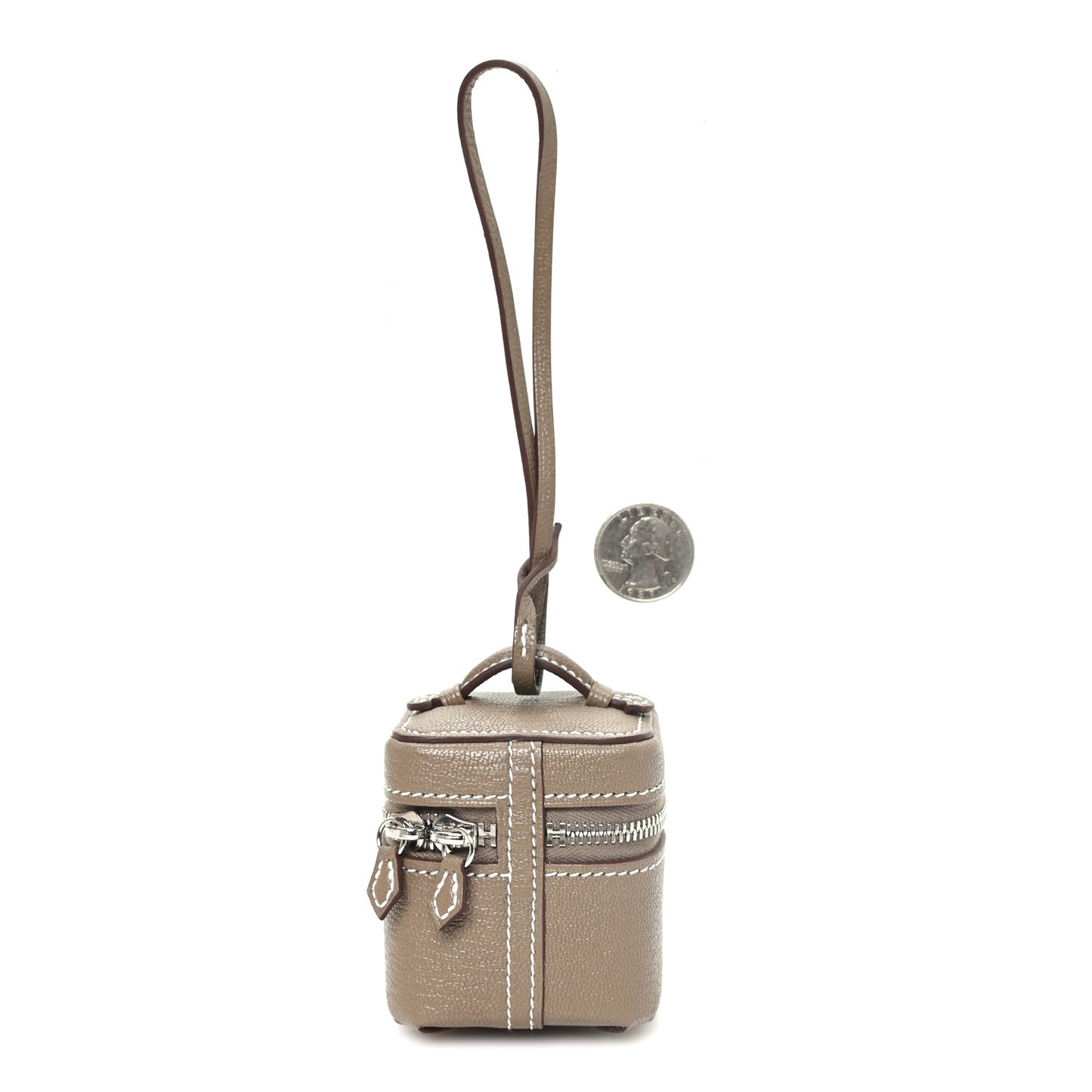 Chevre Mysore Mini Vanity Bag Charm Etoupe