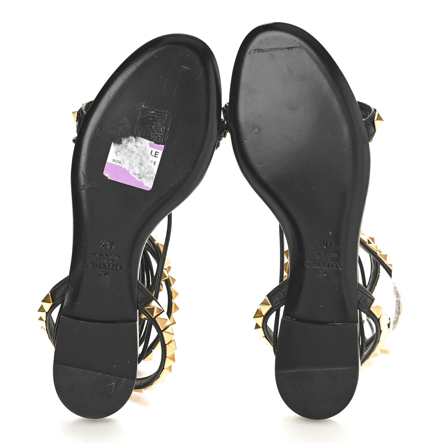 Valentino Garavani Calfskin Rockstud No Limit Gladiator Flat Sandals 40.5 Black 6 of 9