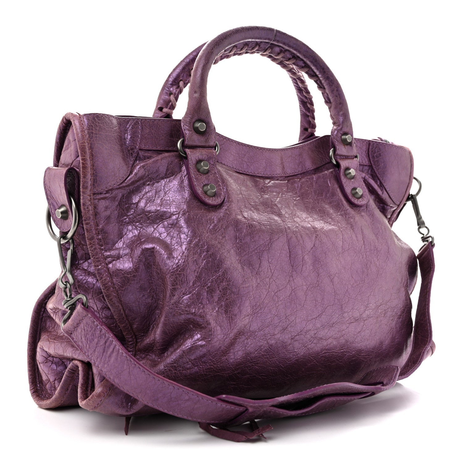Balenciaga Agneau Classic Hardware City Metallic Purple 4 of 15