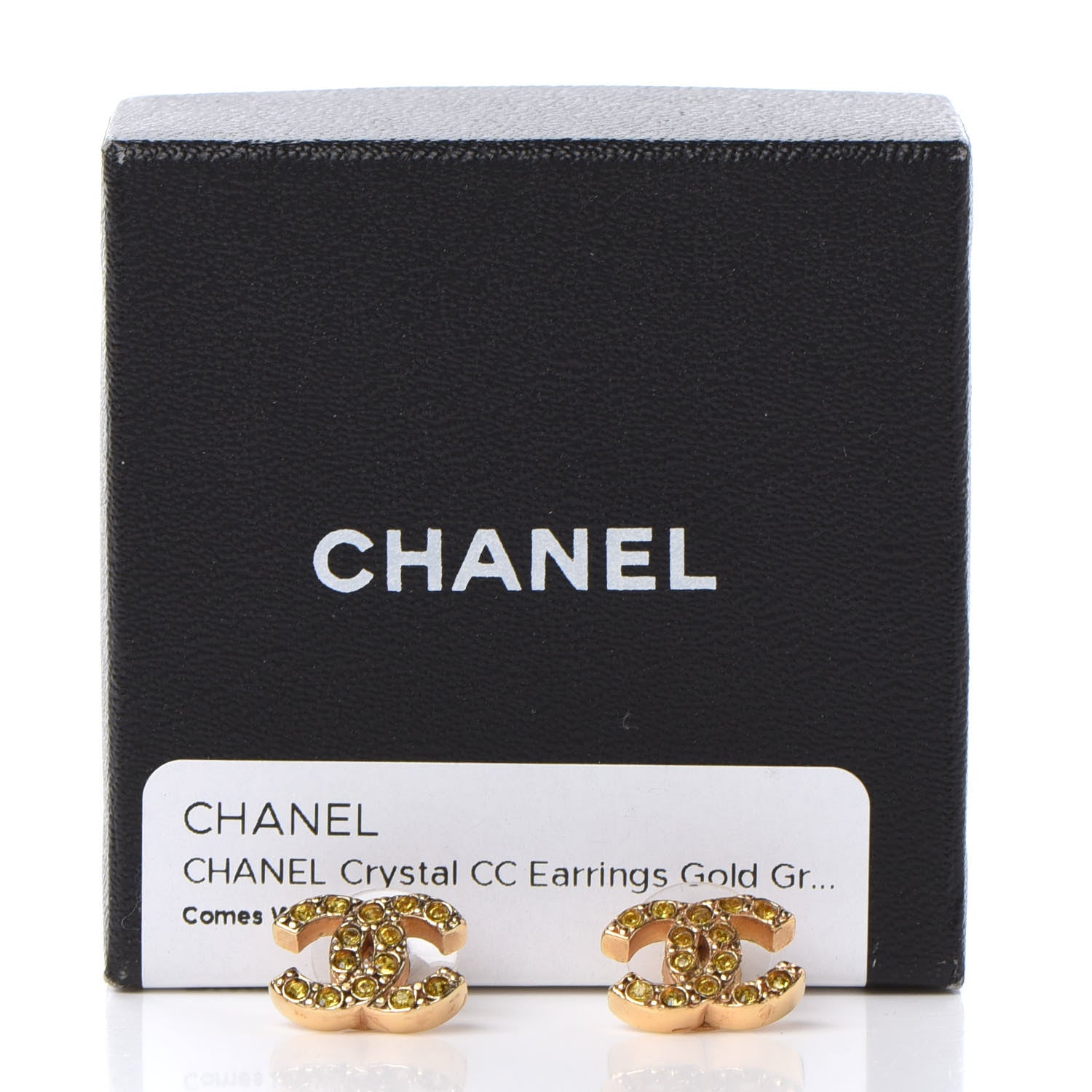 Chanel Crystal CC Earrings Gold Yellow 5 of 5