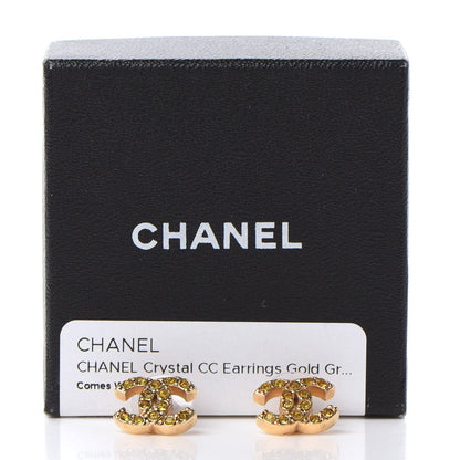 Chanel Crystal CC Earrings Gold Yellow 5 of 5
