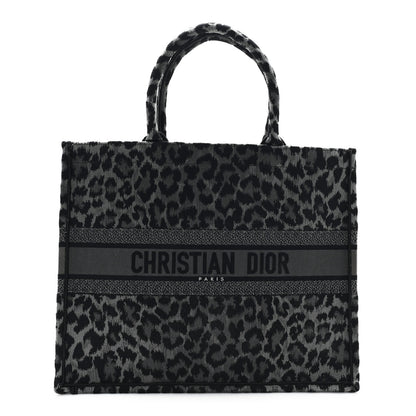 Christian Dior Canvas Mizza Embroidered Large Leopard Book Tote Grey 1 of 11