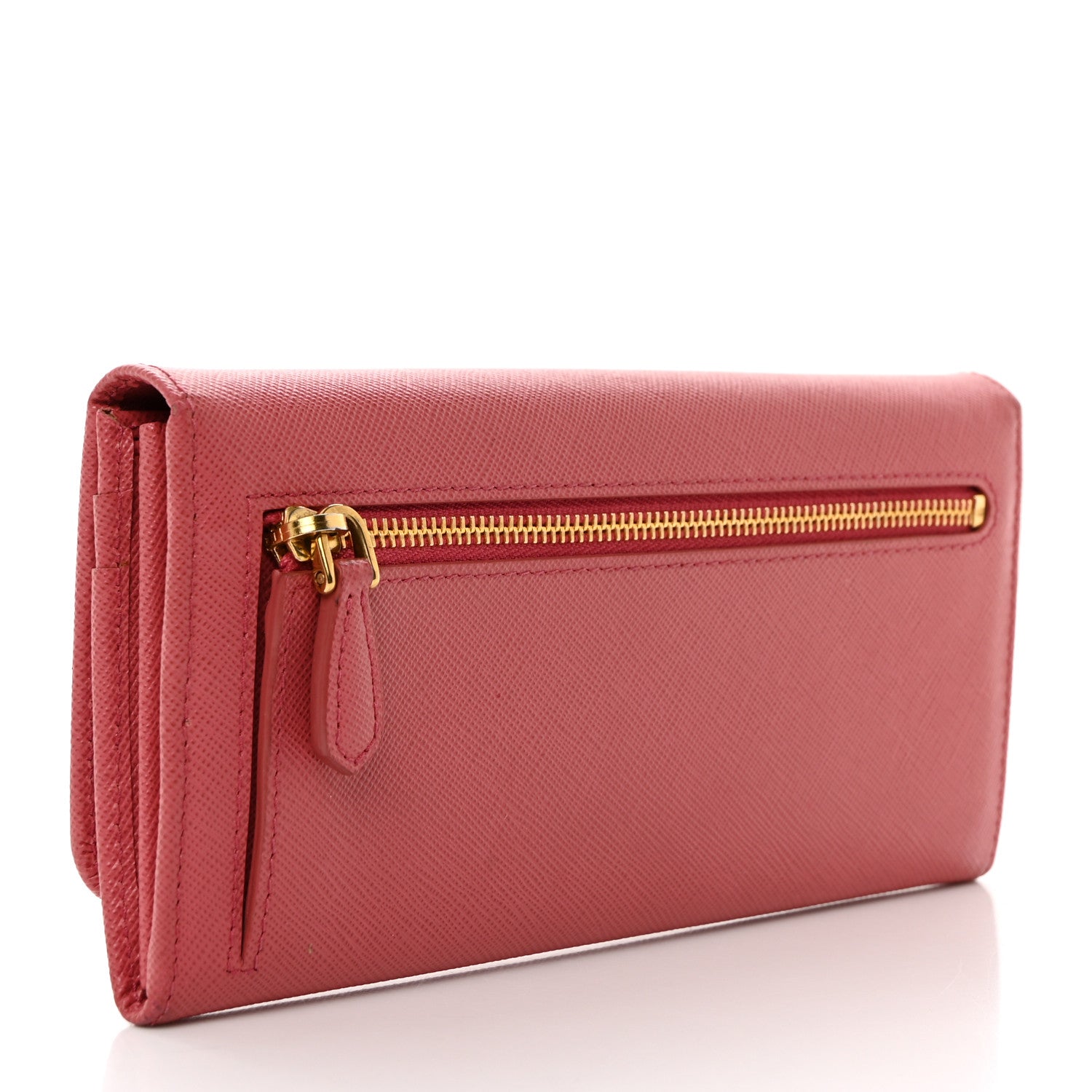 Prada Saffiano Metal Continental Flap Wallet Fragola 3 of 10