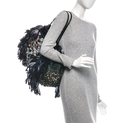 Fendi Wool Sequin Calfskin Ricami Embroidered Pillow Grande Voodoo Tote 2 of 10