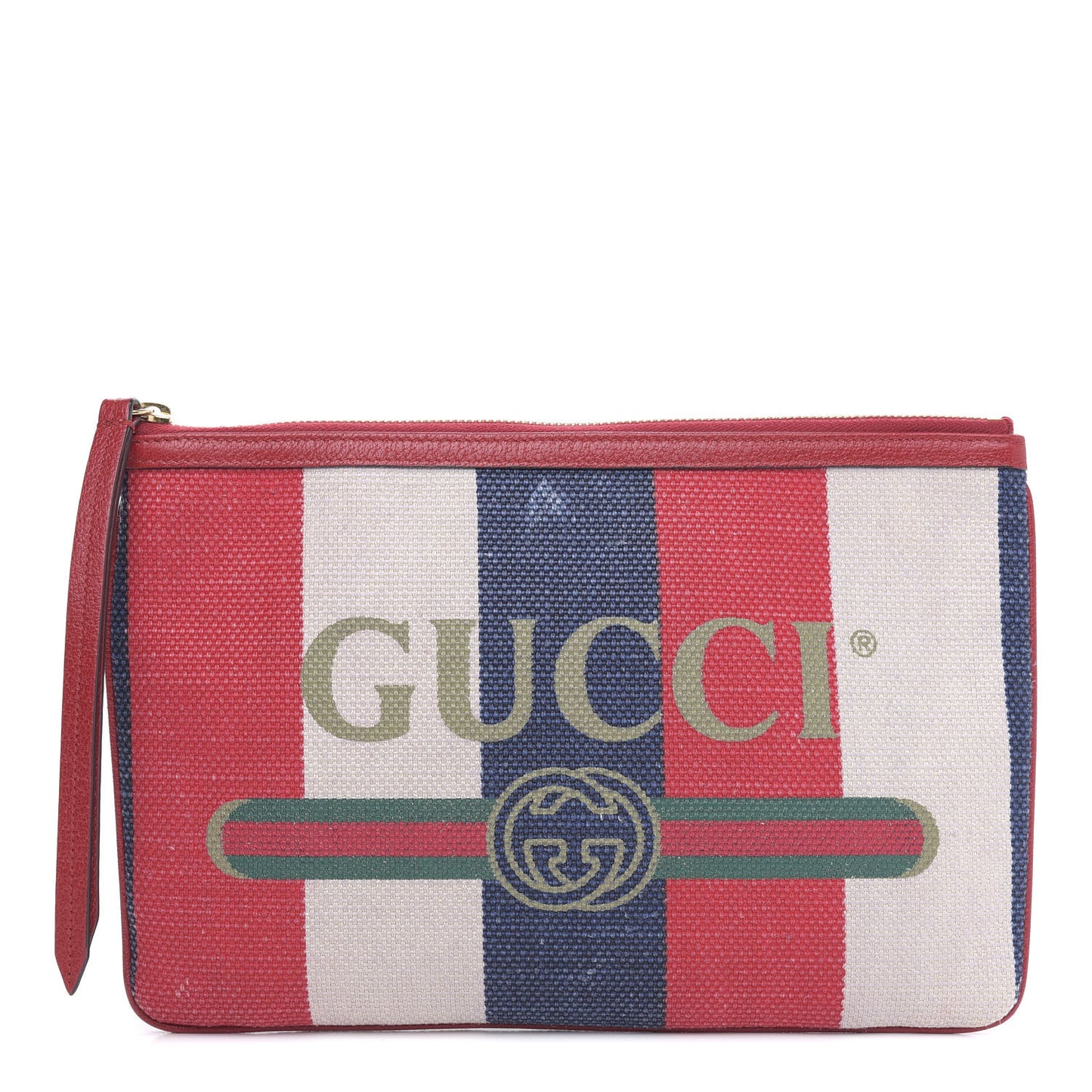 Canvas Sylvie Stripe Logo Zip Pouch Mystic White Hibiscus Red Maritime