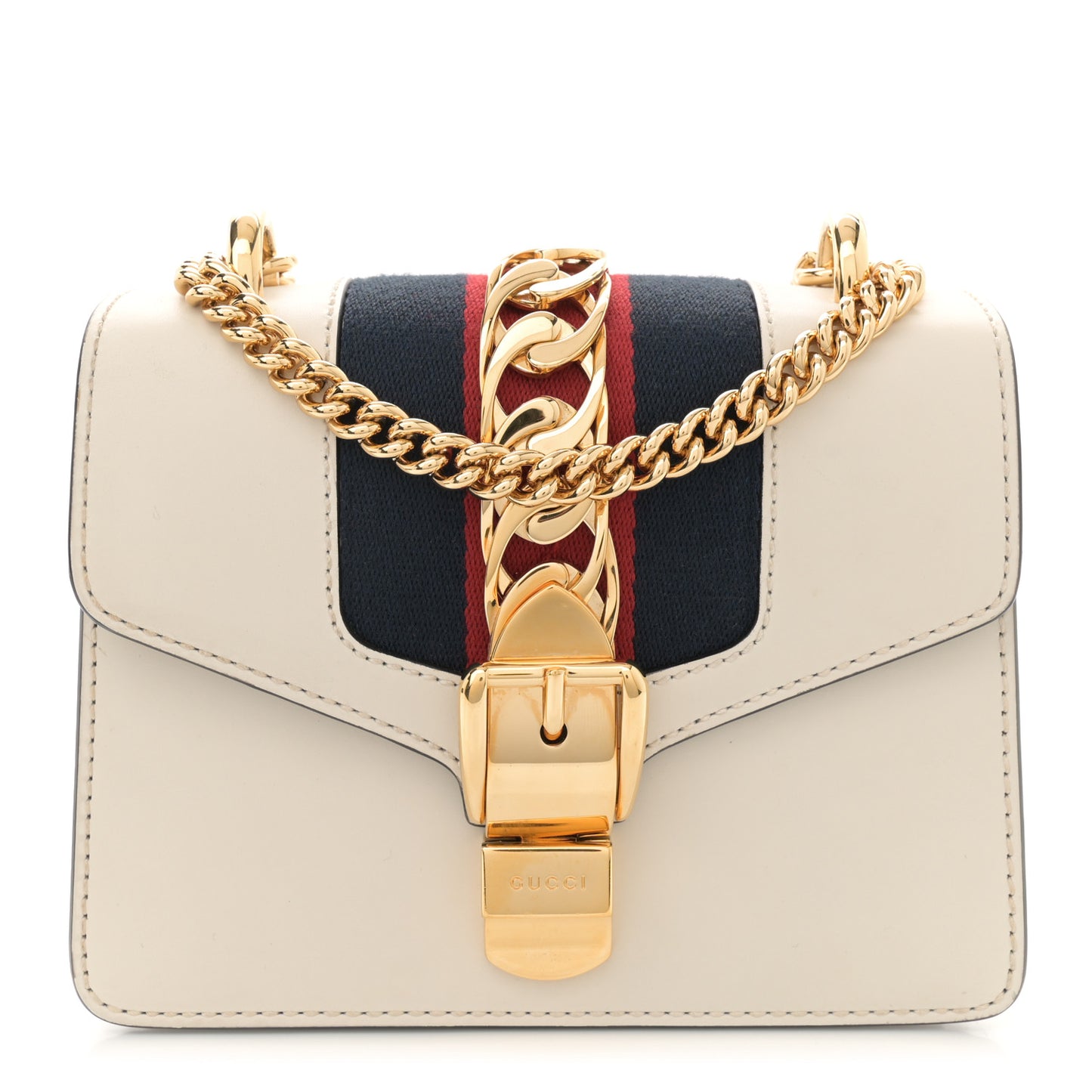 Calfskin Mini Sylvie Chain Shoulder Bag White