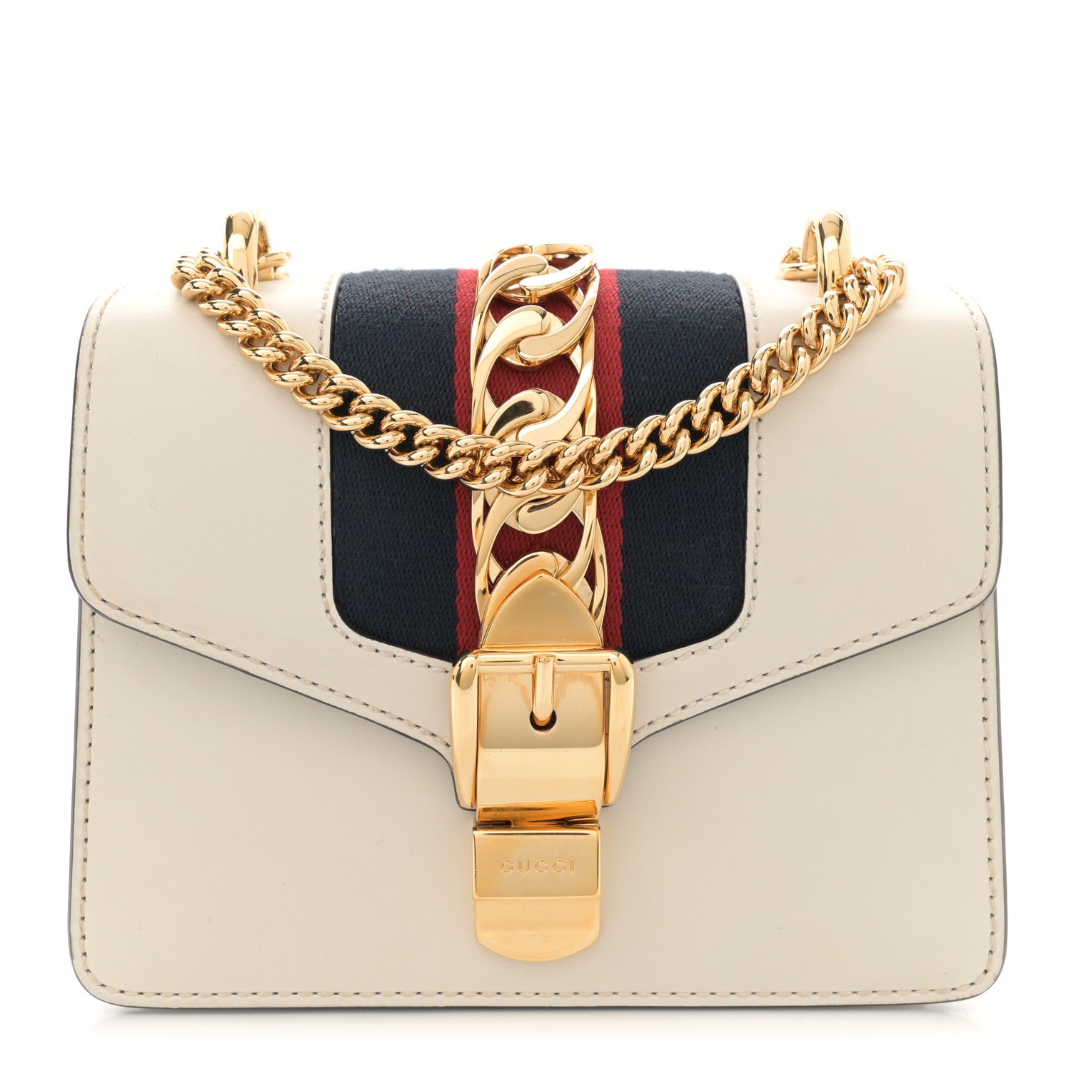Gucci Calfskin Mini Sylvie Chain Shoulder Bag White 1 of 12