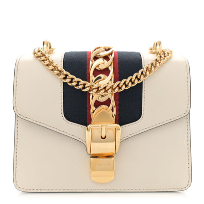 Gucci Calfskin Mini Sylvie Chain Shoulder Bag White 1 of 12